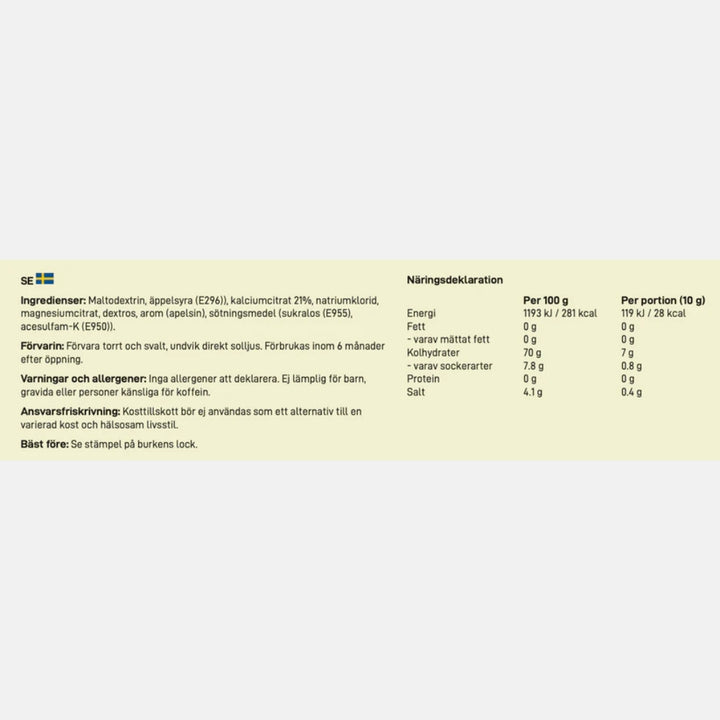 Velox Electrolyte: Vätskeersättning Apelsin (250g)